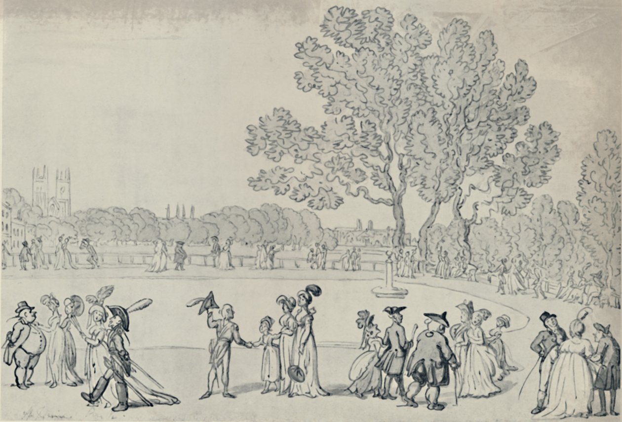 Promenada w Zielonym Parku, 1808, 1920 autorstwa Thomas Rowlandson