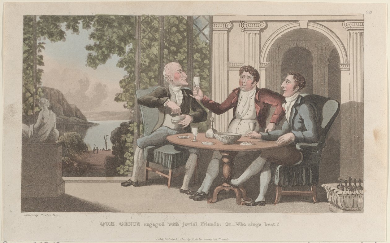 Quae Genus Zaręczony z Jovial Friends, Or-Who Sings Best, z Historii o..., 1 stycznia 1822. autorstwa Thomas Rowlandson