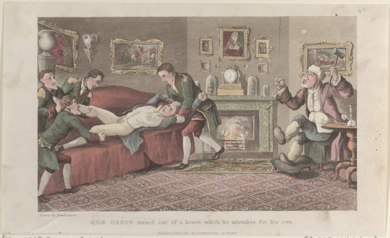 Quae Genus wyszedł z domu, który myli z własnym, z The Hist..., 1 lutego 1822. autorstwa Thomas Rowlandson