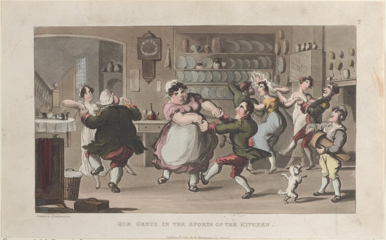 Quae Genus, w sporcie kuchni, z The History of Johnny Quae Genus..., 1 sierpnia 1821. autorstwa Thomas Rowlandson