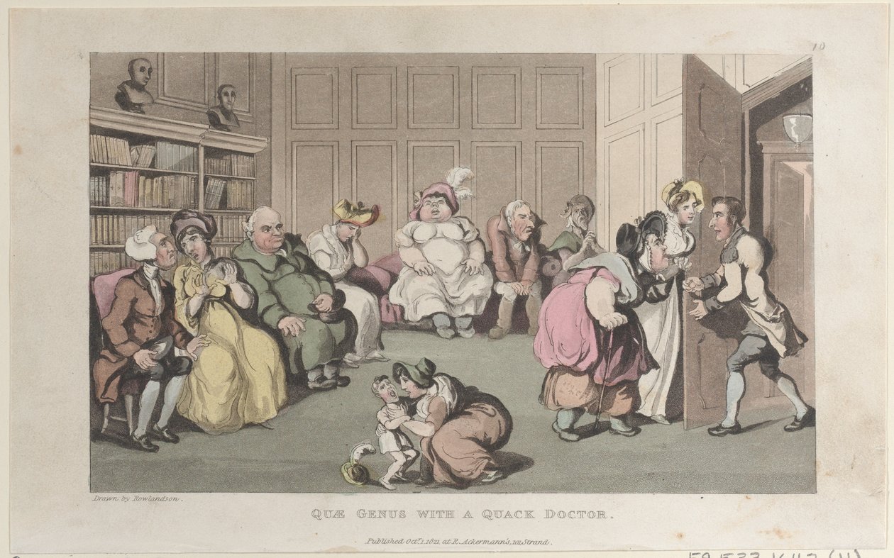 Quae Genus z znachorem, z The History of Johnny Quae Genus, The Lit..., 1 października 1821. autorstwa Thomas Rowlandson