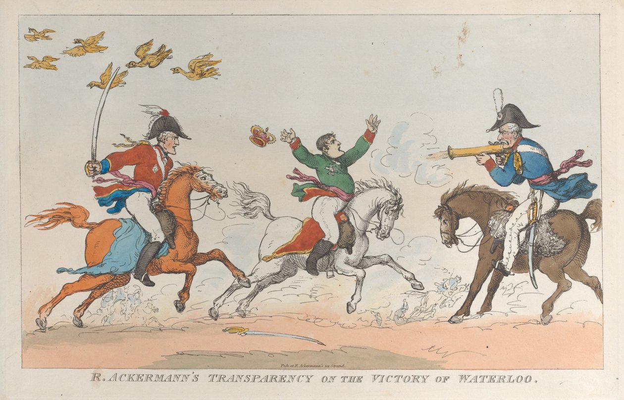 Przejrzystość R. Ackermanna o zwycięstwie pod Waterloo, 1 czerwca 1815, 1 czerwca 1815. autorstwa Thomas Rowlandson