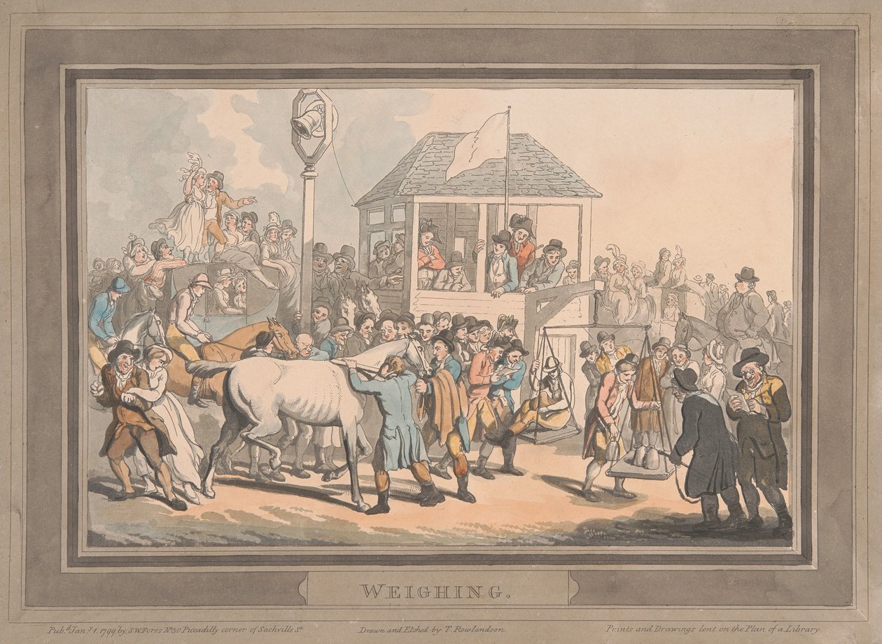 Wyścigi [zestaw sześciu]:  2. Ważenie autorstwa Thomas Rowlandson