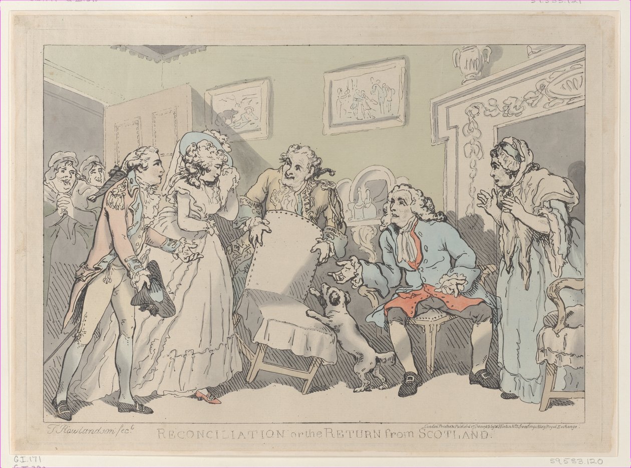 Pojednanie, czyli powrót ze Szkocji, 17 grudnia 1785, 17 grudnia 1785. autorstwa Thomas Rowlandson