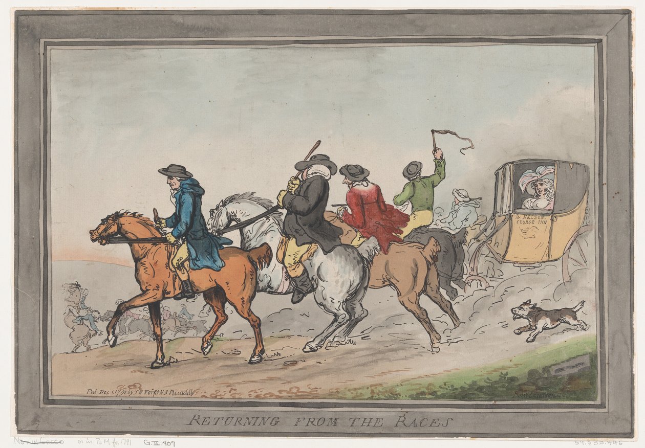 Wracając z wyścigów, 1 grudnia 1791 r., 1 grudnia 1791 r. autorstwa Thomas Rowlandson