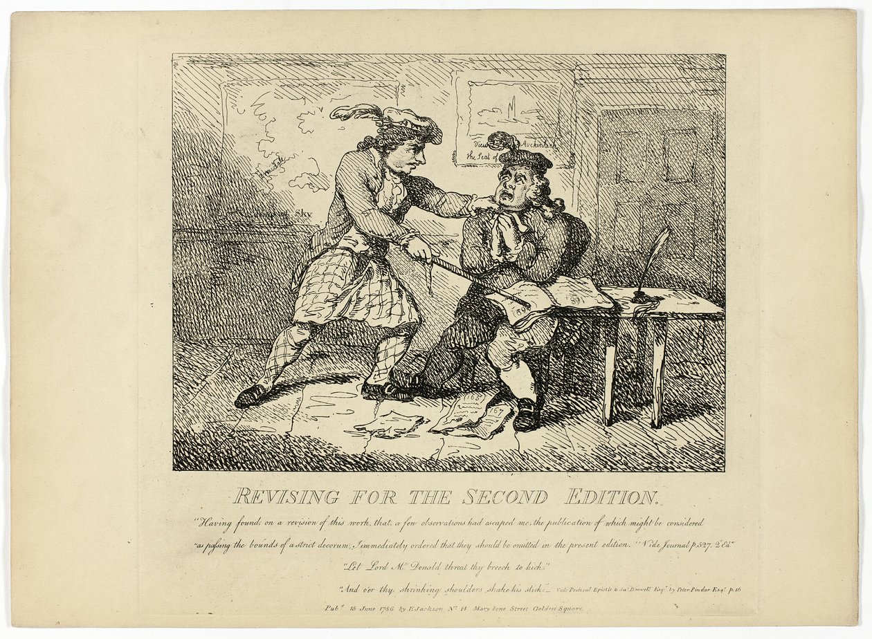 Poprawki do drugiego wydania, z podróży Boswella po Hebrydach autorstwa Thomas Rowlandson