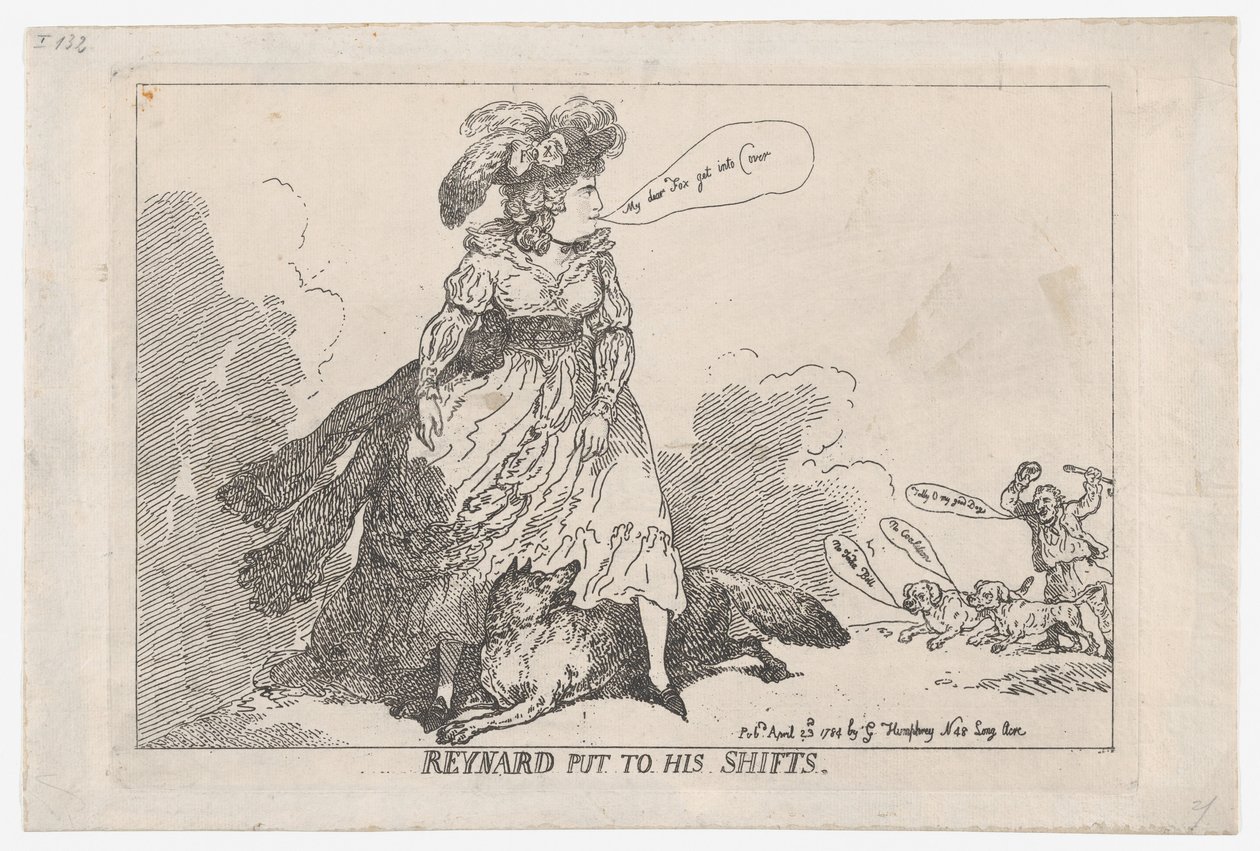 Reynard Put To His Shifts, 23 kwietnia 1784., 23 kwietnia 1784. autorstwa Thomas Rowlandson