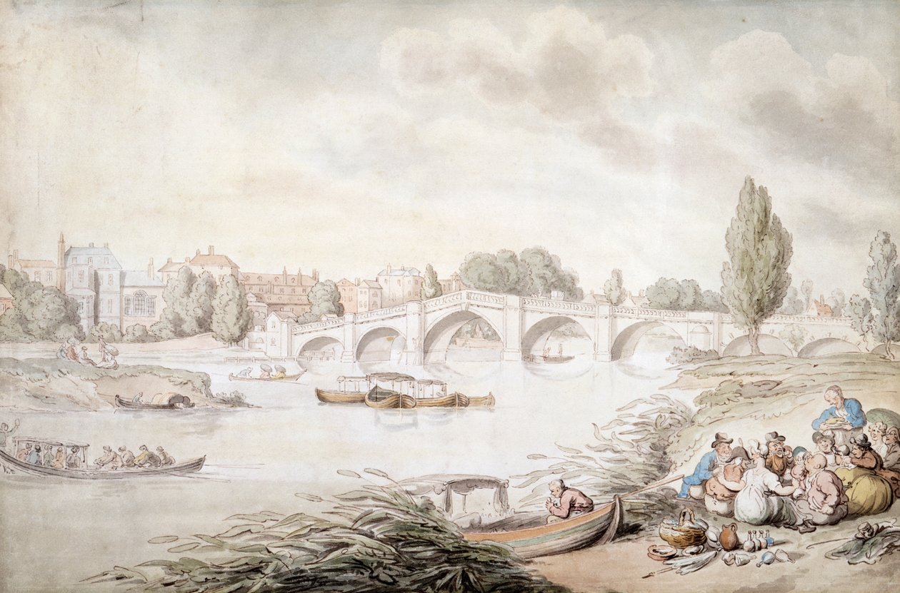 Most Richmond, Londyn, c1780-c1820 autorstwa Thomas Rowlandson