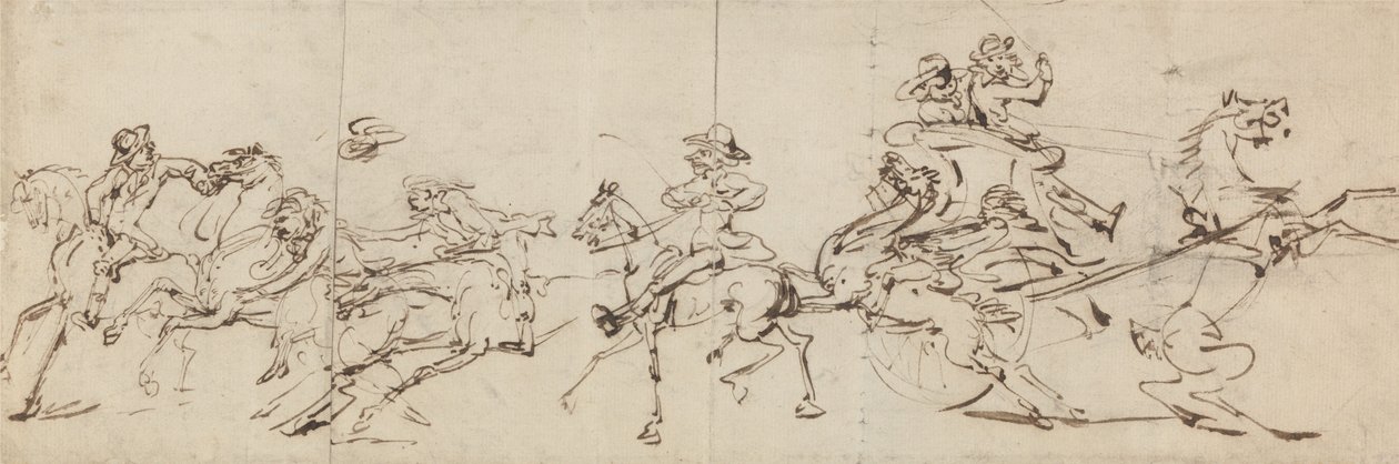 Wypadki podczas jazdy konnej i jazdy samochodem autorstwa Thomas Rowlandson