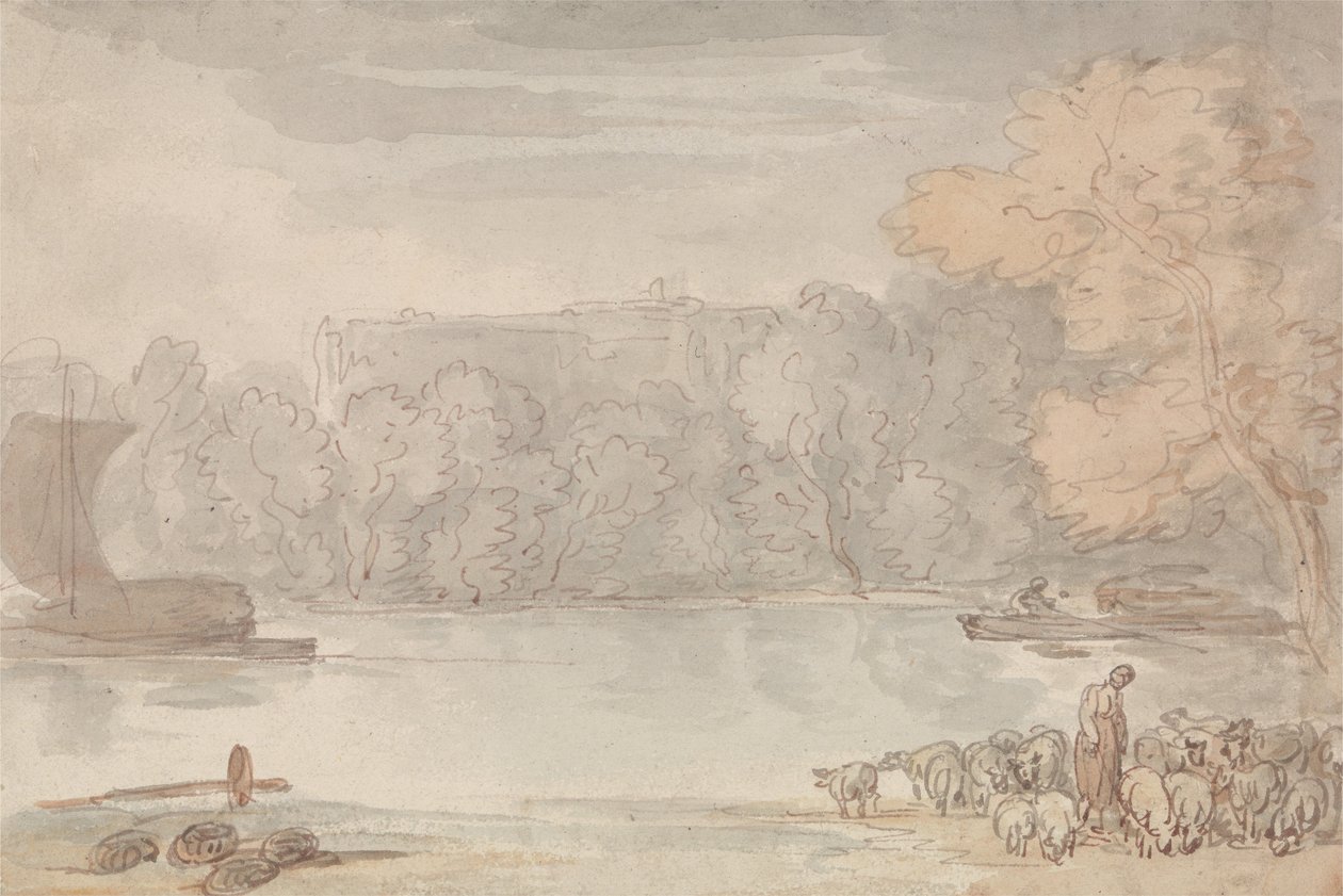 Scena nad rzeką (Tamiza w Eton) autorstwa Thomas Rowlandson