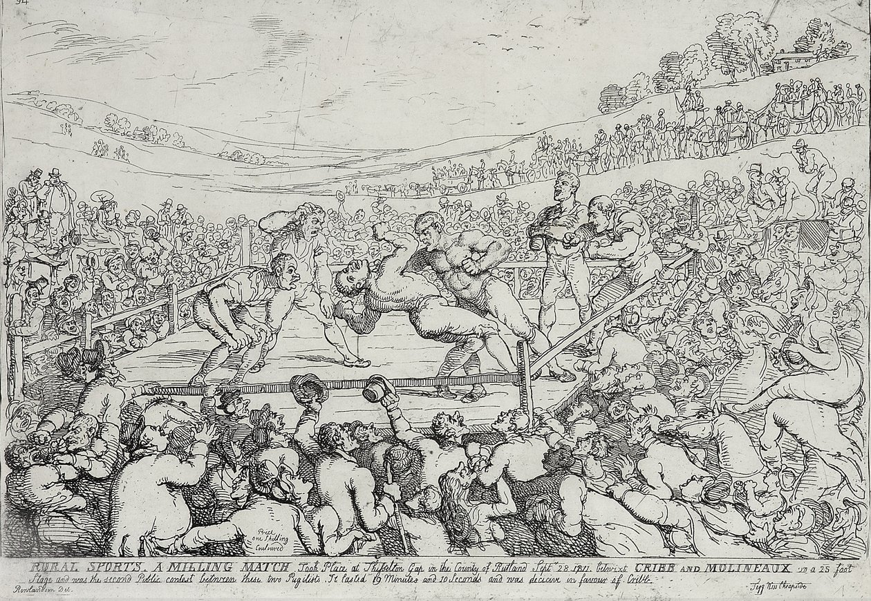 Sporty wiejskie - mecz młynarski, 28 września autorstwa Thomas Rowlandson