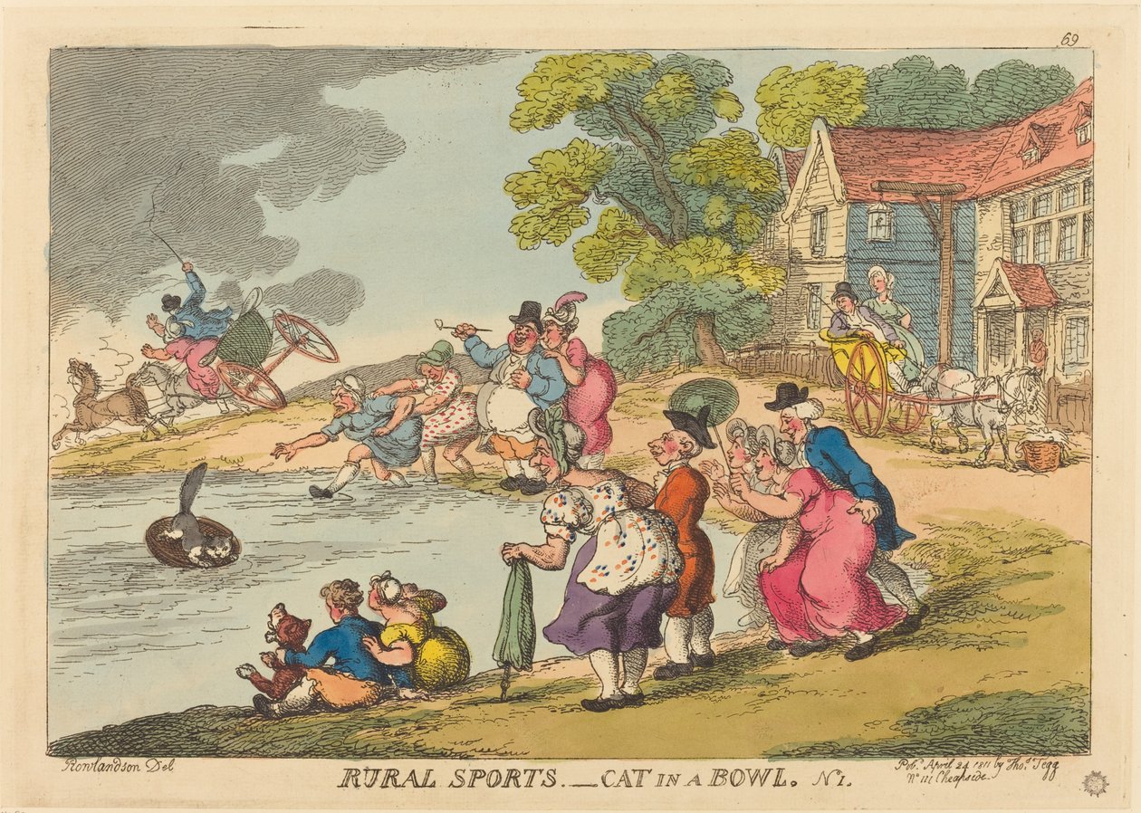Sporty wiejskie. Kot w misce. Nr 1 autorstwa Thomas Rowlandson