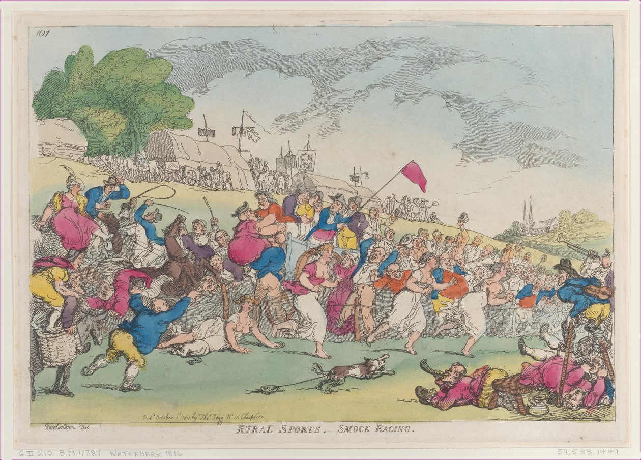 Rural Sports, Smock Racing, [1 października 1811], przedruk, [1 października 1811], przedruk. autorstwa Thomas Rowlandson