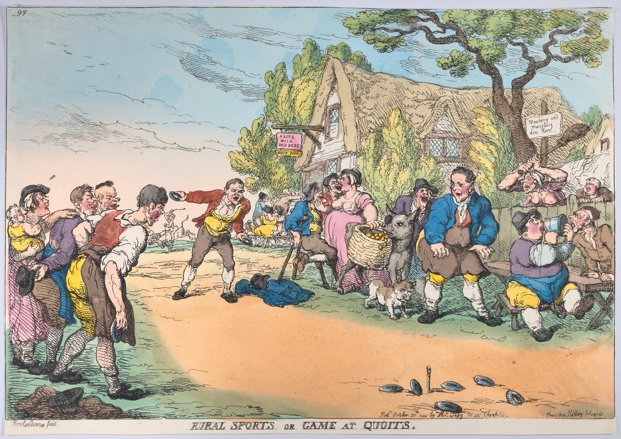 Sporty wiejskie lub gra w Quoits, 30 października 1811, 30 października 1811. autorstwa Thomas Rowlandson