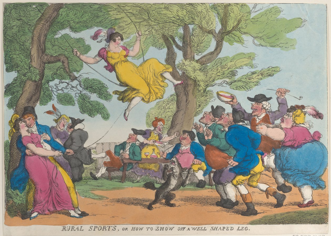 Sporty na wsi, czyli jak popisać się dobrze ukształtowaną nogą, październik 1811, październik 1811. autorstwa Thomas Rowlandson