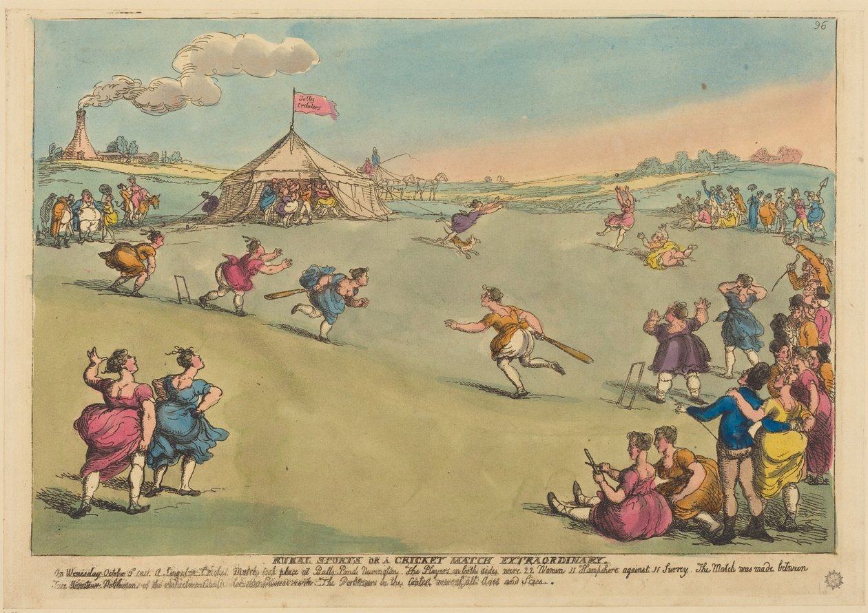Sport na wsi, czyli niezwykły mecz krykieta autorstwa Thomas Rowlandson