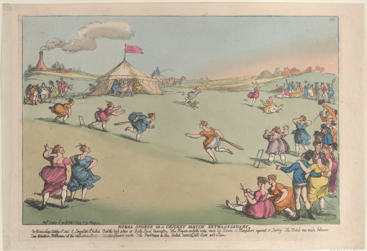 Sporty wiejskie lub nadzwyczajny mecz krykieta, 10 października 1811 r., 10 października 1811 r. autorstwa Thomas Rowlandson