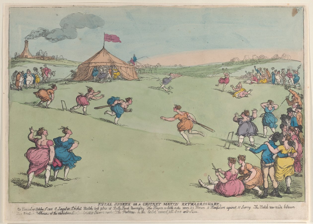 Sporty wiejskie lub nadzwyczajny mecz krykieta, 10 października 1811 r., 10 października 1811 r. autorstwa Thomas Rowlandson
