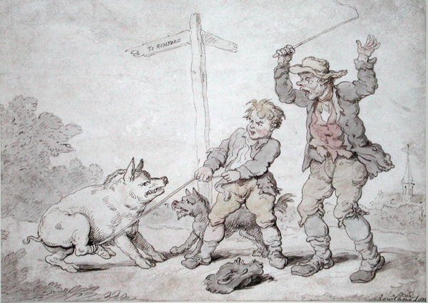 Rusty Bacon (Pigheaded and Perswazja) (tusz i akwarela na papierze) autorstwa Thomas Rowlandson