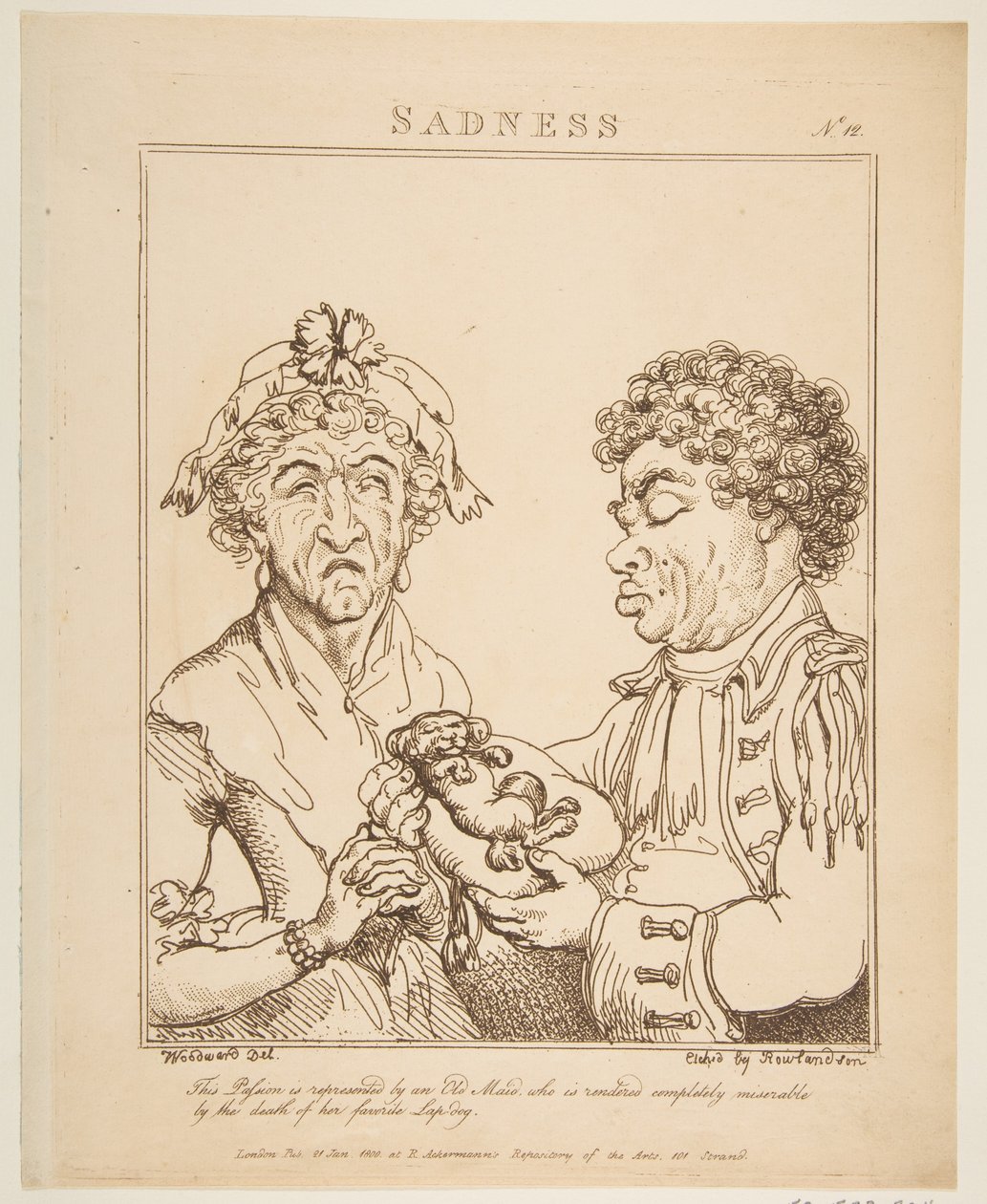 Smutek Le Brun Travested, czyli karykatury namiętności, 21 stycznia 1800 r. autorstwa Thomas Rowlandson