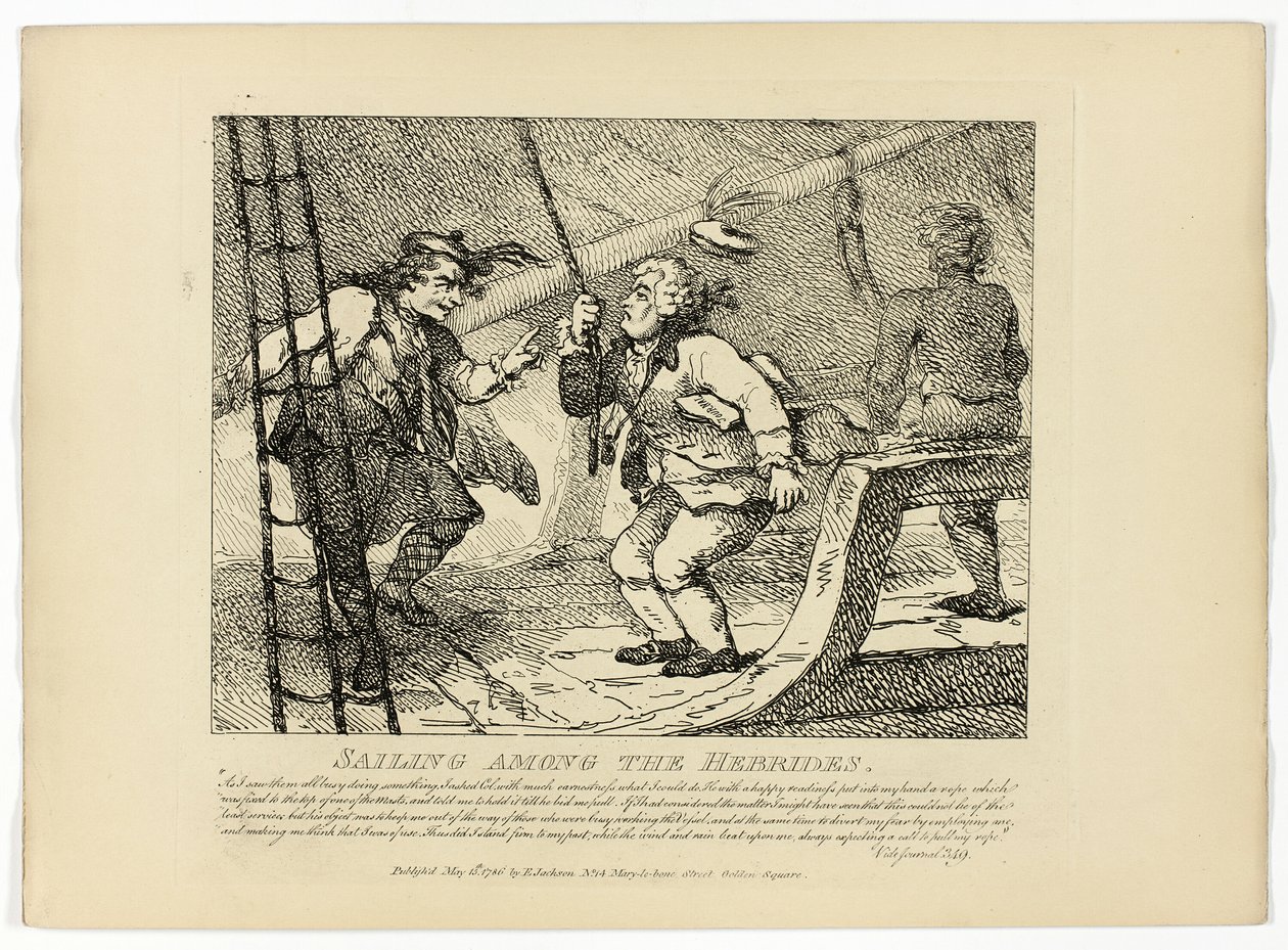 Żeglowanie wśród Hebrydów, z podróży Boswella po Hebrydach autorstwa Thomas Rowlandson