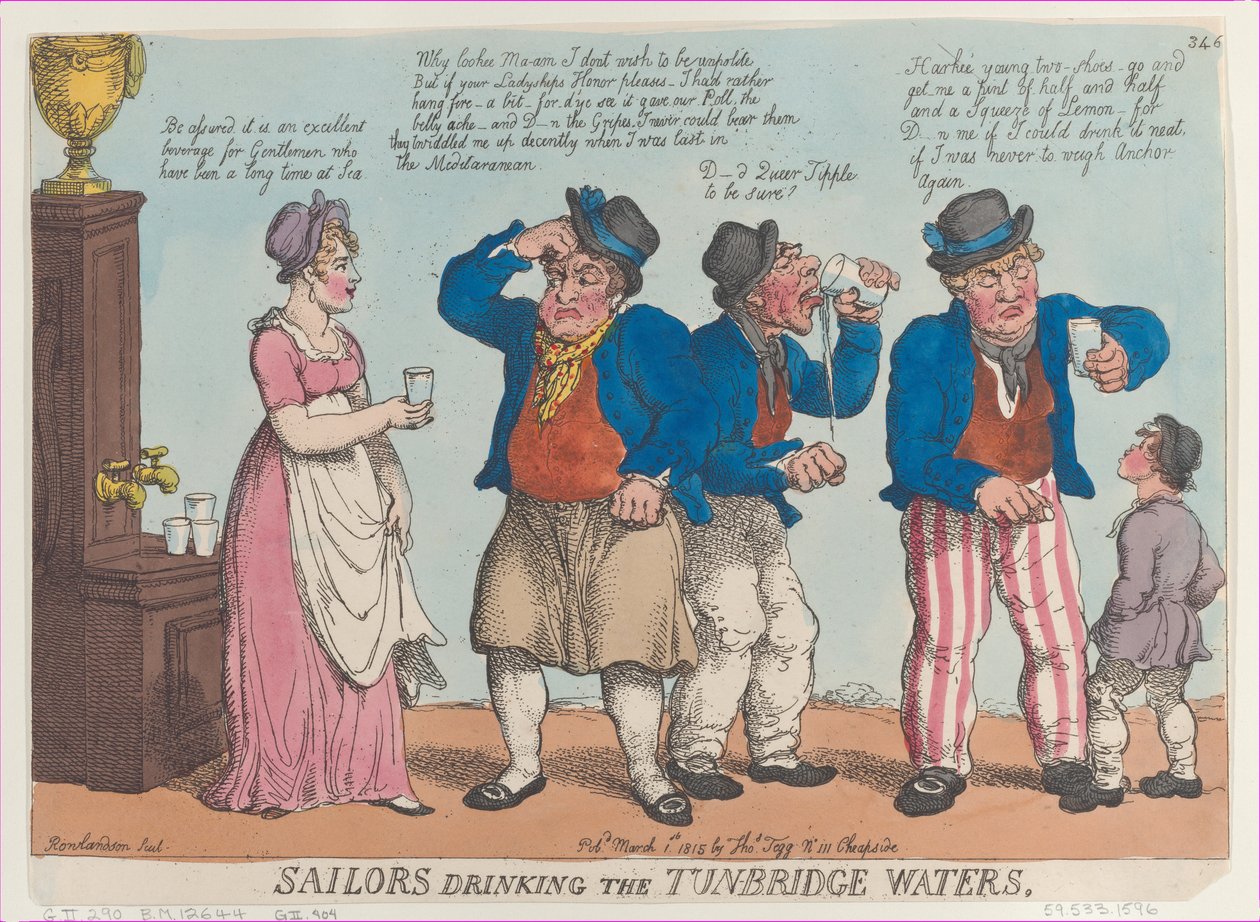 Żeglarze pijący wody Tunbridge, 1 marca 1815 r., 1 marca 1815 r. autorstwa Thomas Rowlandson