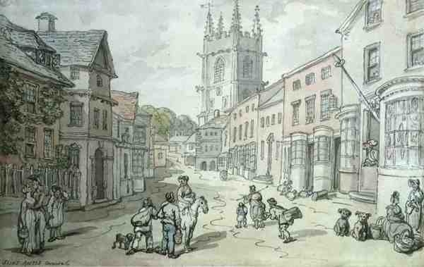 Saint Austell, Kornwalia (pióro i akwarela na papierze) autorstwa Thomas Rowlandson