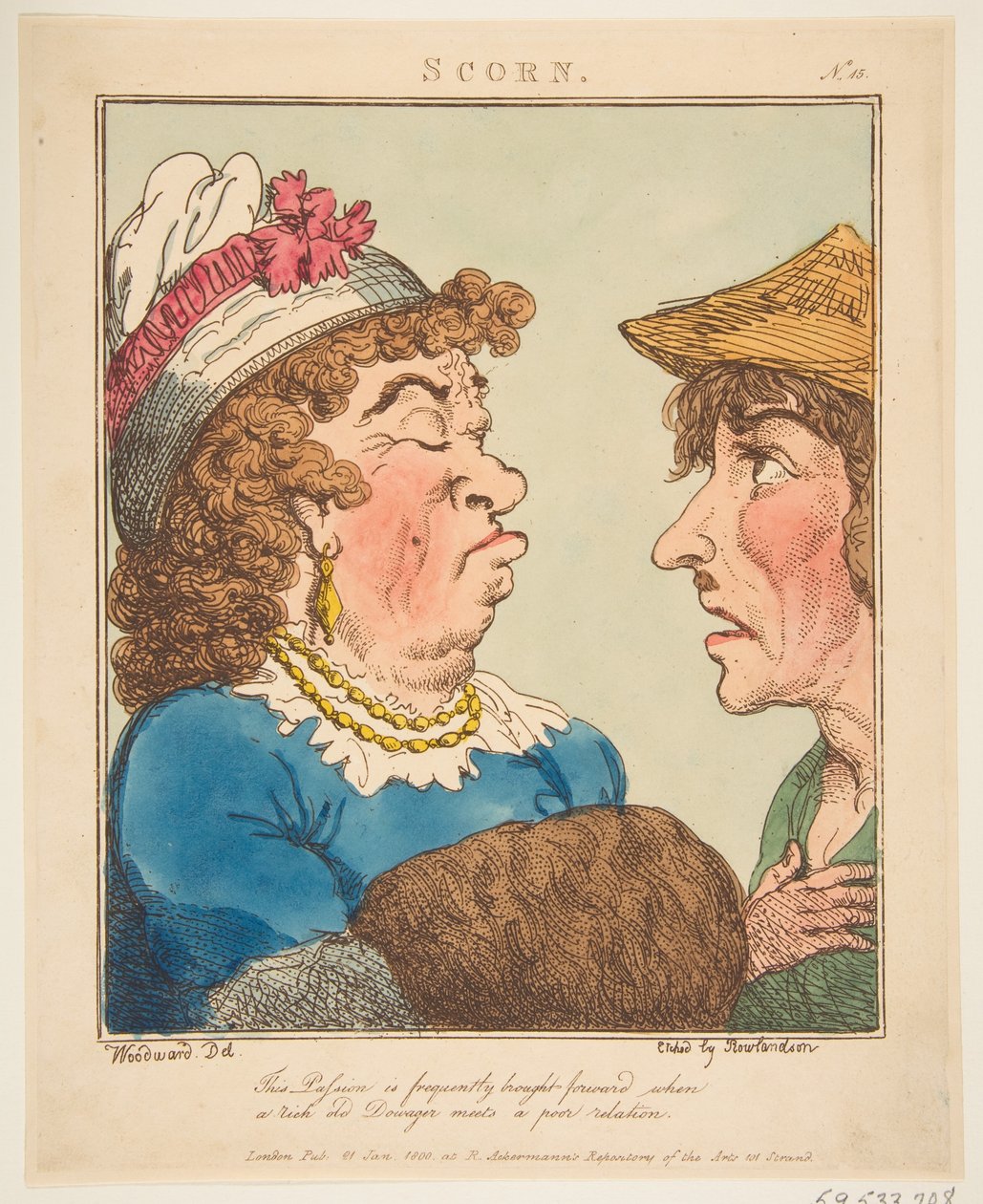 Scorn Le Brun Travested, czyli karykatury namiętności, 21 stycznia 1800 r. autorstwa Thomas Rowlandson