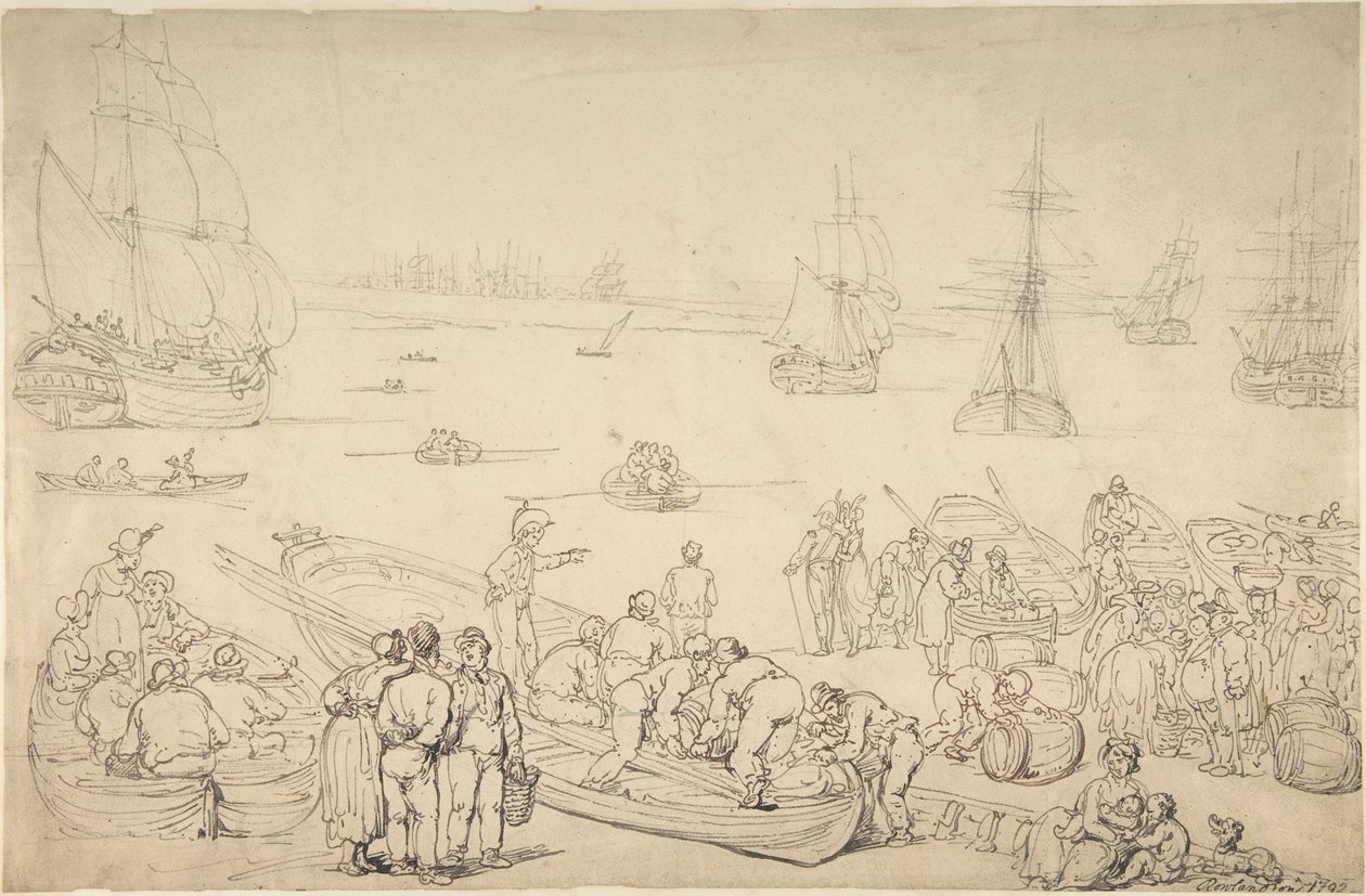 Port morski autorstwa Thomas Rowlandson