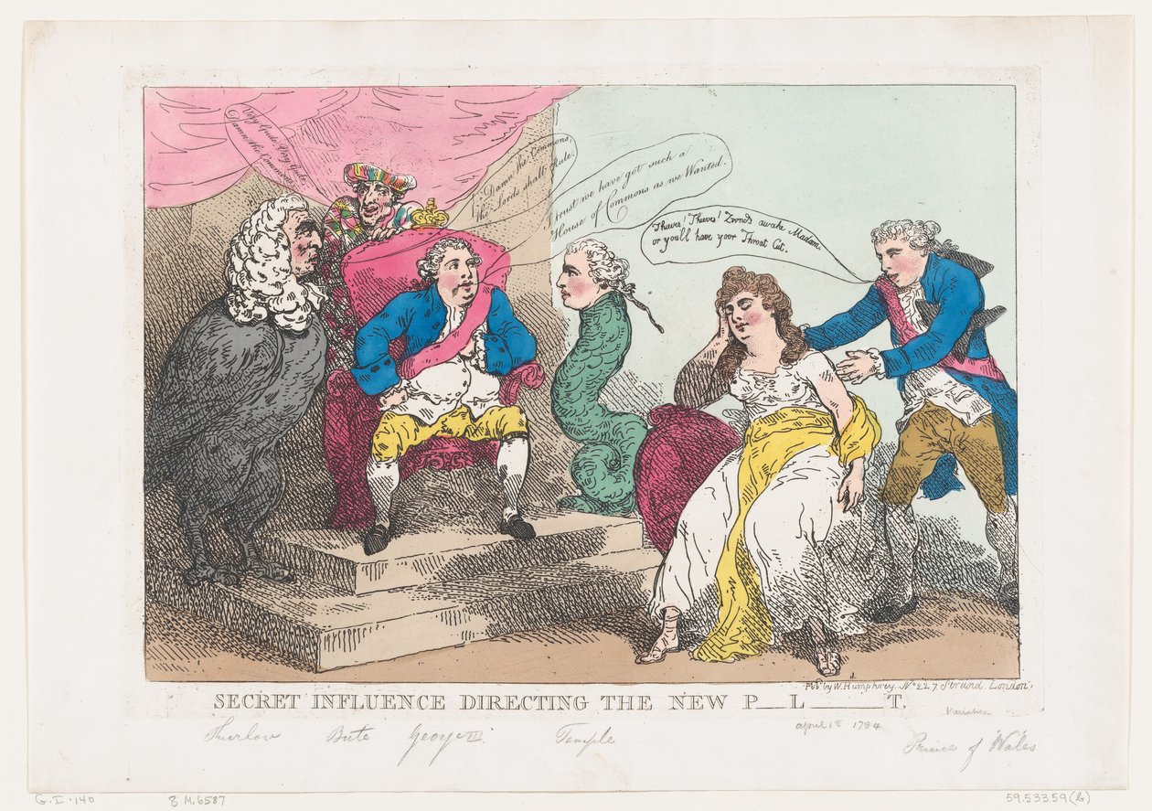 Tajny wpływ kierujący nowym P-l-t [Parlament], 18 maja 1784., 18 maja 1784. autorstwa Thomas Rowlandson