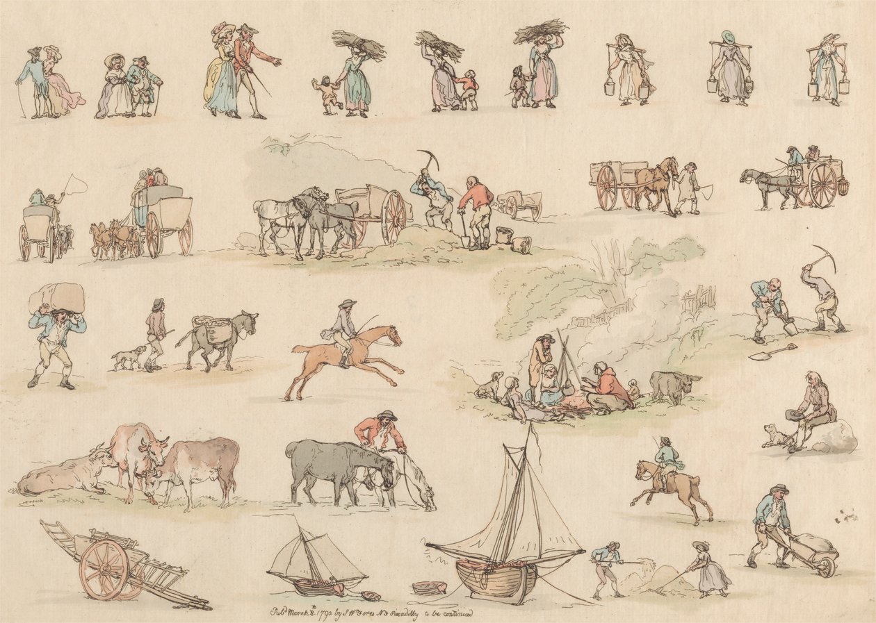 Conjunto de dezesseis: Contornos de Figuras e Paisagens Polonesas autorstwa Thomas Rowlandson