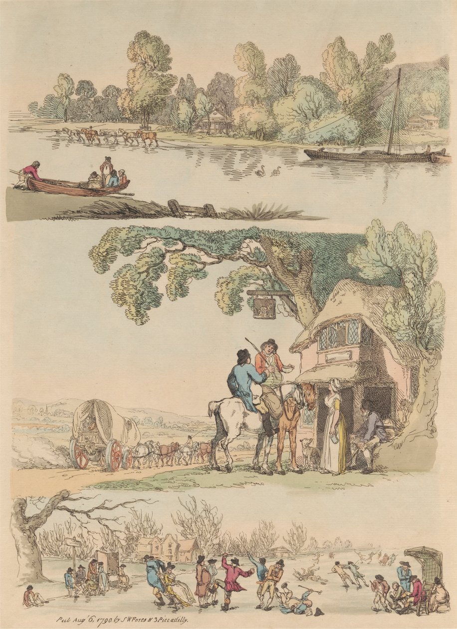 Zestaw szesnastu: zarysy postaci i pejzaże autorstwa Thomas Rowlandson