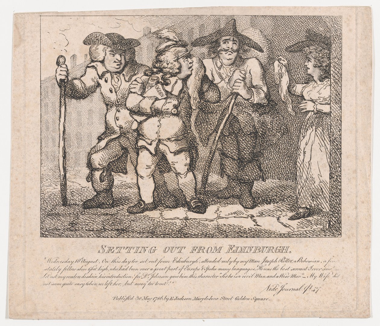Wyruszając z Edynburga Malownicze piękności Boswell, część druga, maj..., 30 maja 1786. autorstwa Thomas Rowlandson