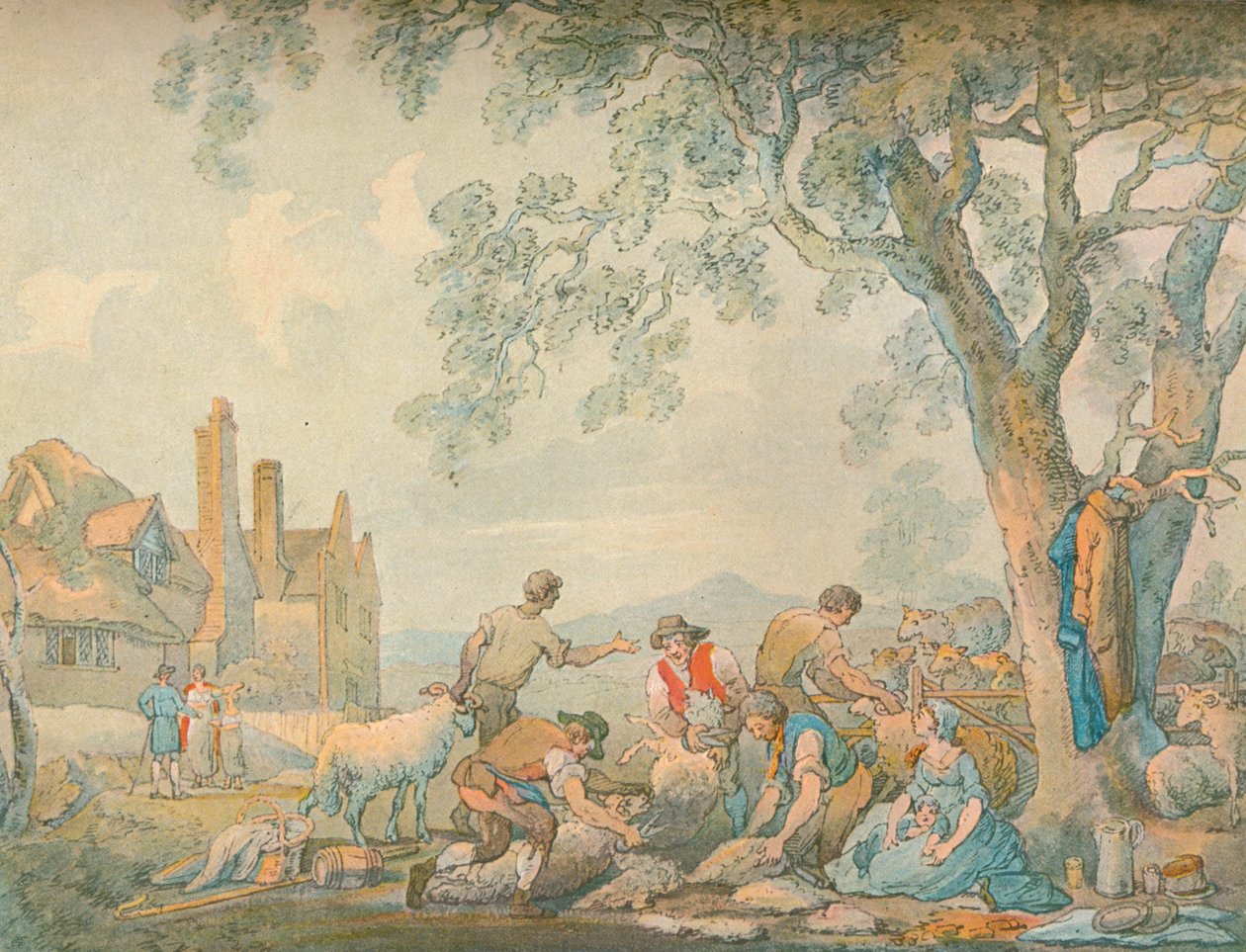 Strzyżenie owiec, c1776-1827, 1906 autorstwa Thomas Rowlandson