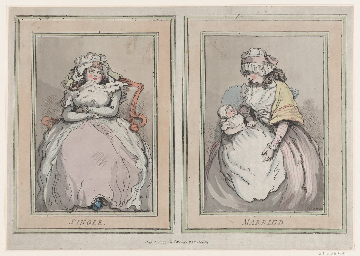 Samotny i żonaty, 1 grudnia 1791., 1 grudnia 1791. autorstwa Thomas Rowlandson