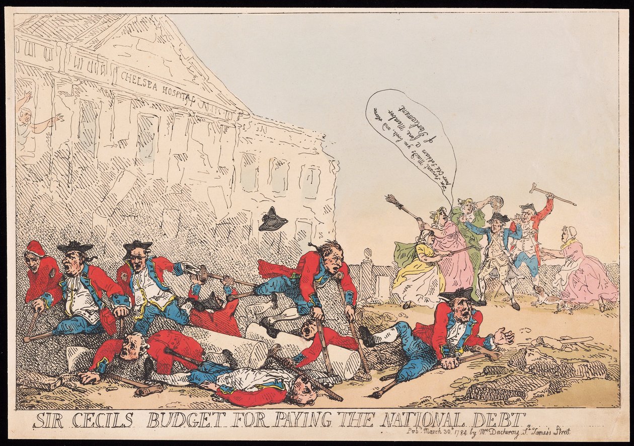 Budżet Sir Cecila na spłatę długu narodowego, wyd. 1784 (grawerowanie ręcznie kolorowane) autorstwa Thomas Rowlandson