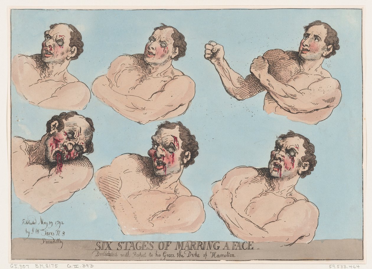 Sześć etapów oszpecania twarzy, 29 maja 1792., 29 maja 1792. autorstwa Thomas Rowlandson