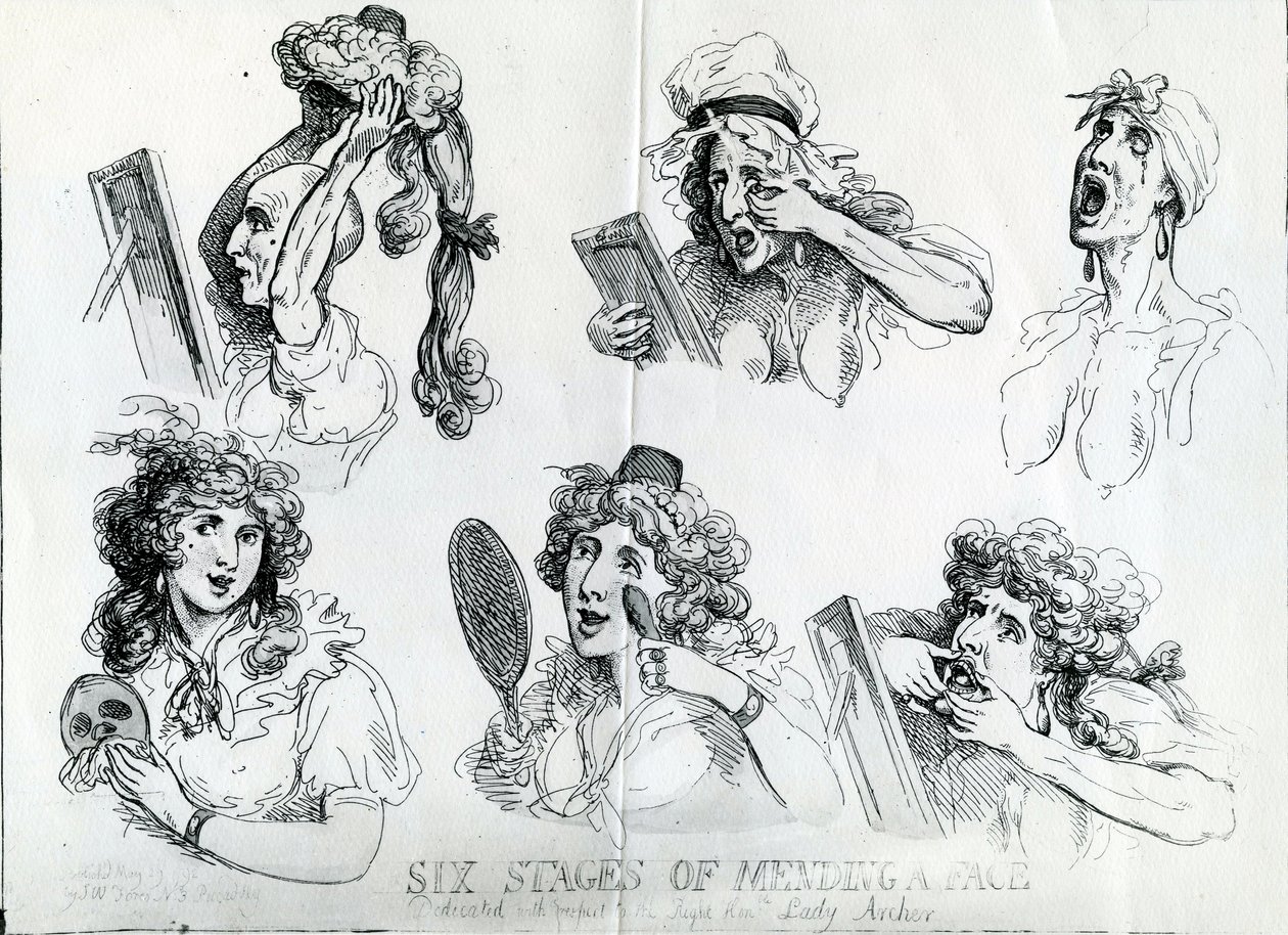 Sześć etapów naprawy twarzy autorstwa Thomas Rowlandson
