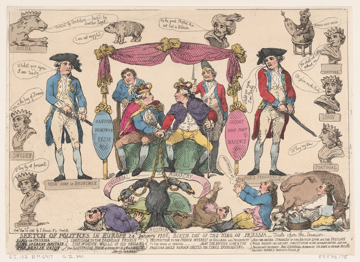 Szkic polityków w Europie, Urodziny Króla Prus, 10 lutego 1786., 10 lutego 1786 autorstwa Thomas Rowlandson