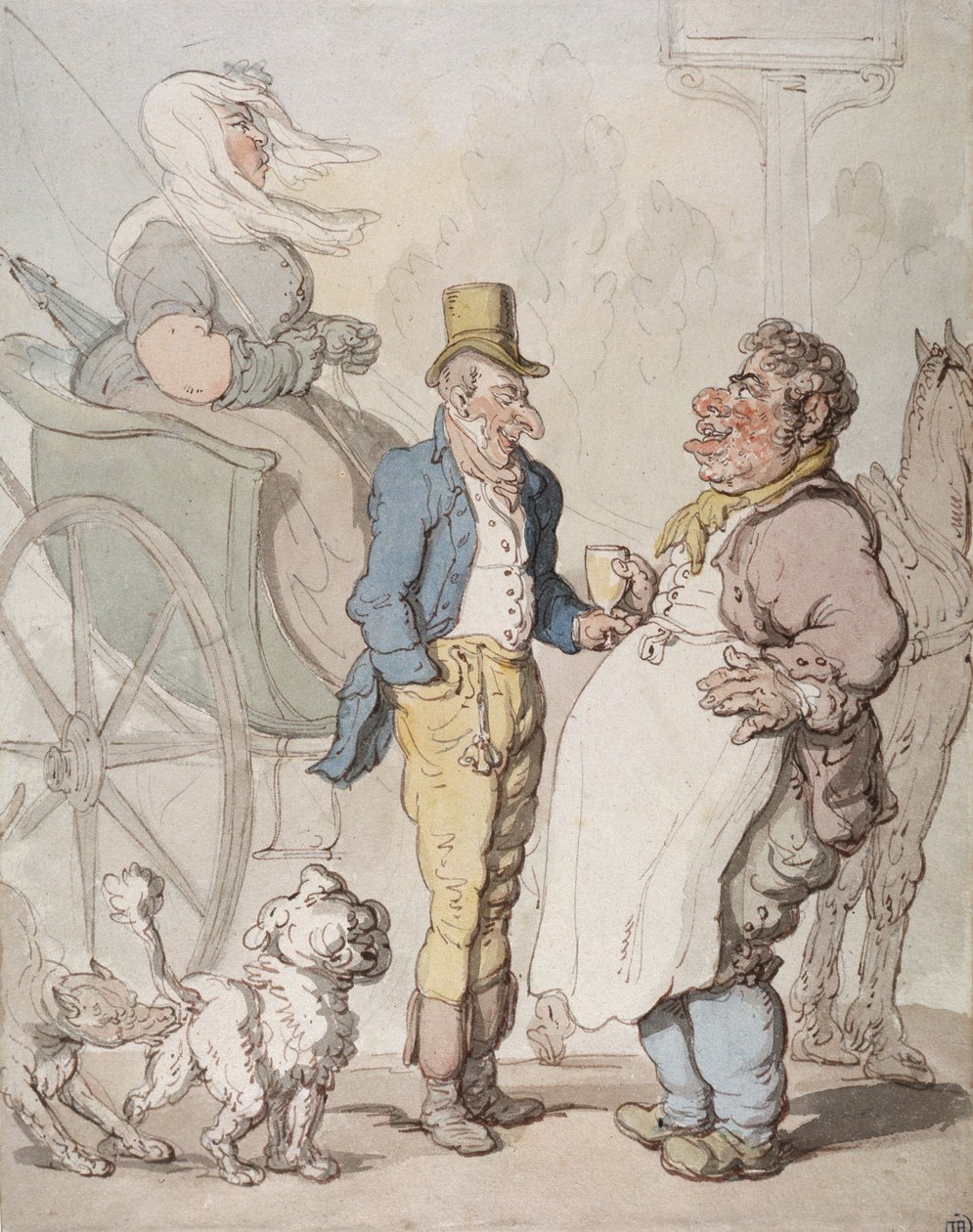 Smukły Billy, Podróżnicy biorący orzeźwienie (akwarela na papierze) autorstwa Thomas Rowlandson
