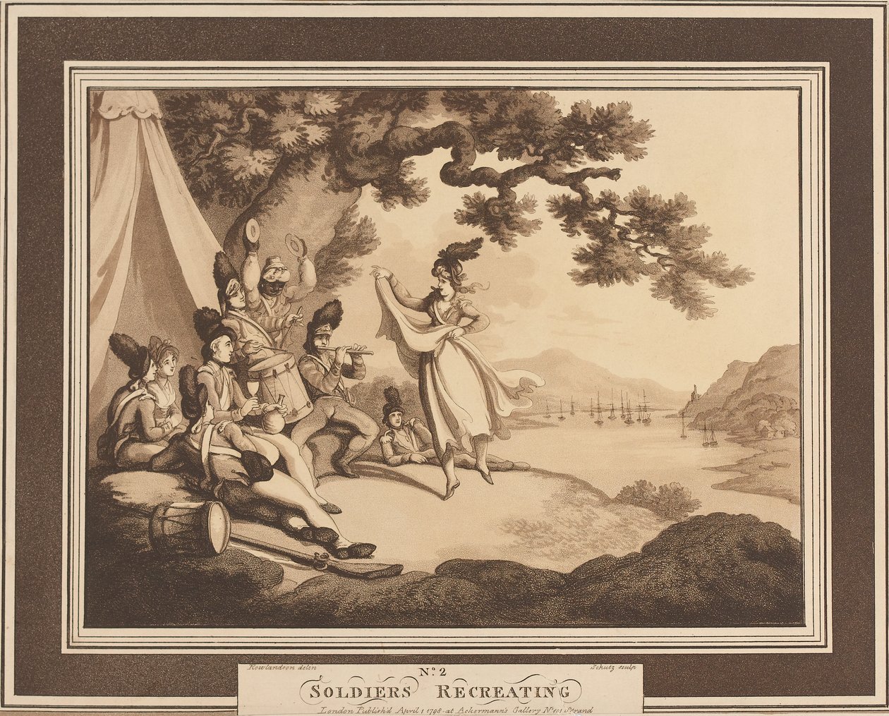?Żołnierze odtwarzający?, c.1798 autorstwa Thomas Rowlandson