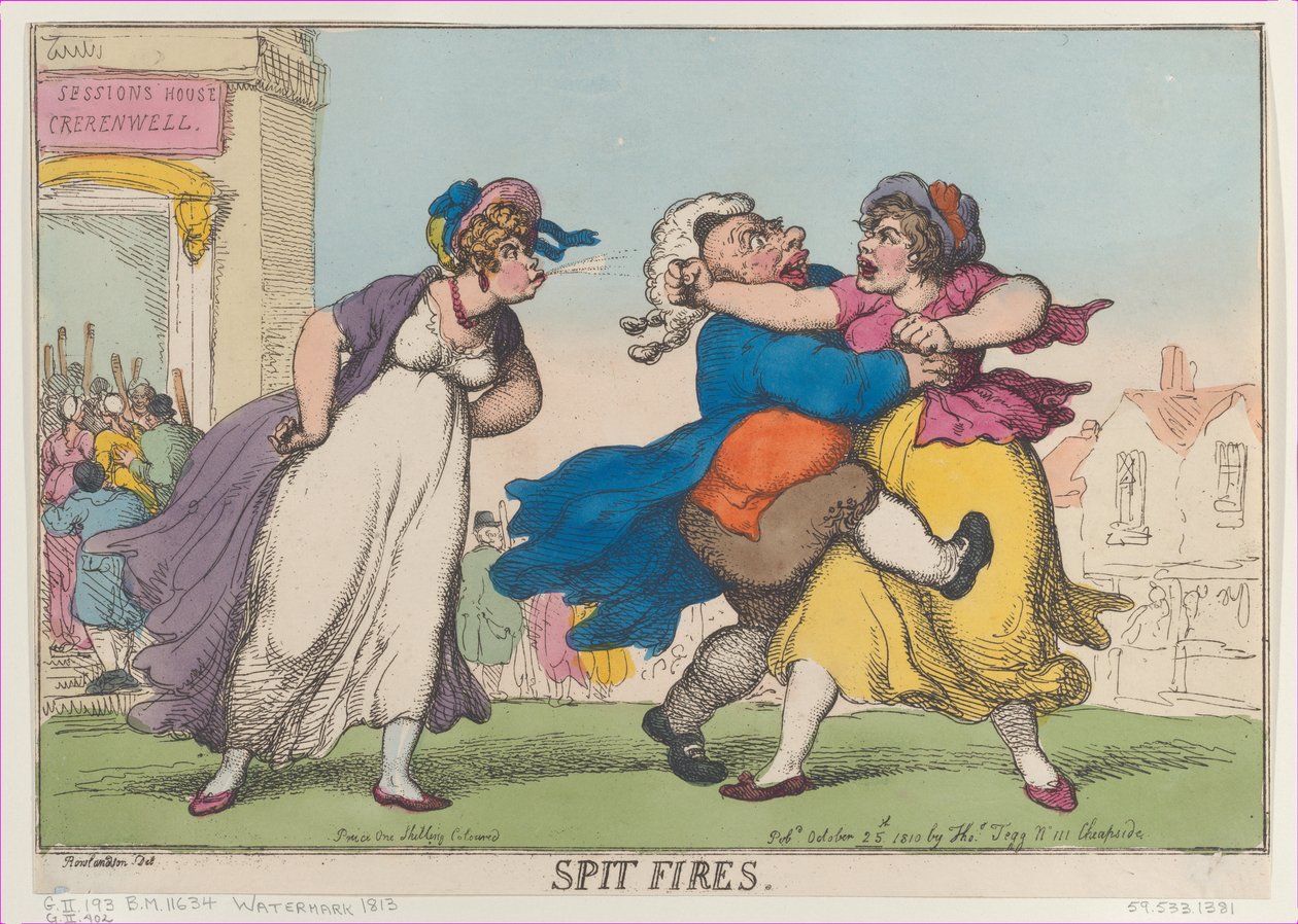 Spit Fires, [25 października 1810], przedruk, [25 października 1810], przedruk. autorstwa Thomas Rowlandson