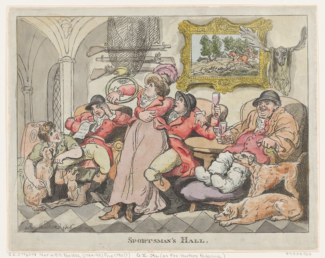 Hala Sportowa, czyli Relaksujący Łowcy Lisów, 1806., 1806. autorstwa Thomas Rowlandson