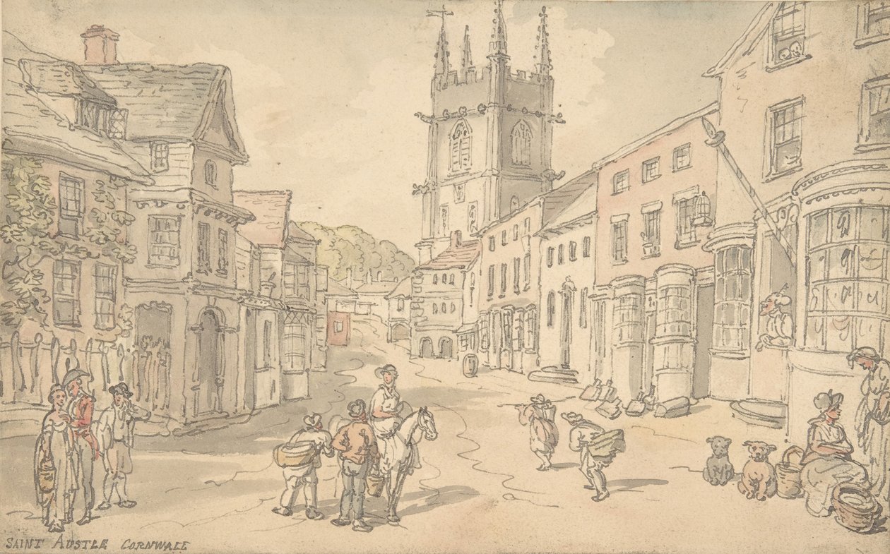 St. Austell, Kornwalia, 1780-1827. autorstwa Thomas Rowlandson