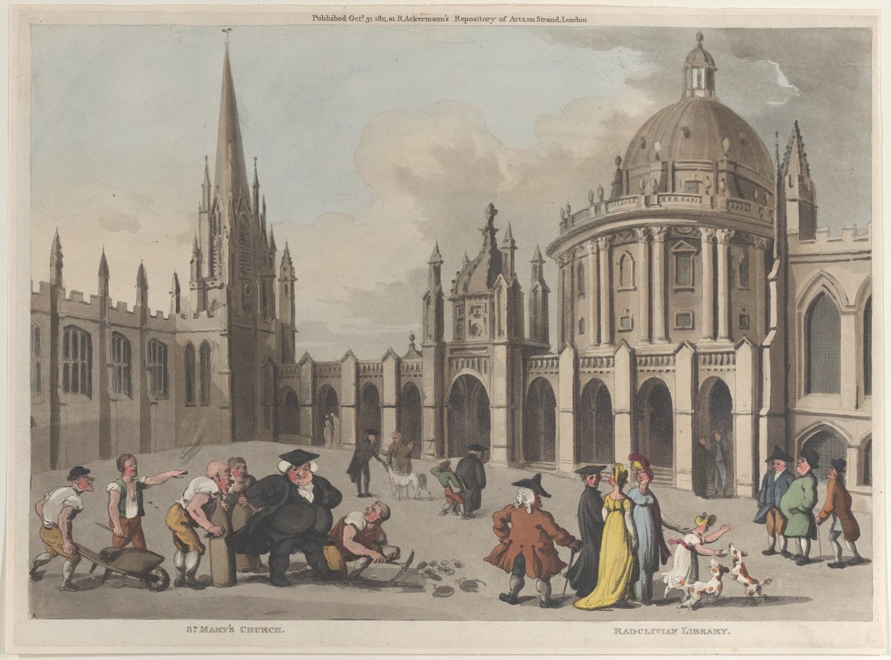 Kościół Mariacki, Biblioteka Radcliwska, 31 października 1811, 31 października 1811. autorstwa Thomas Rowlandson
