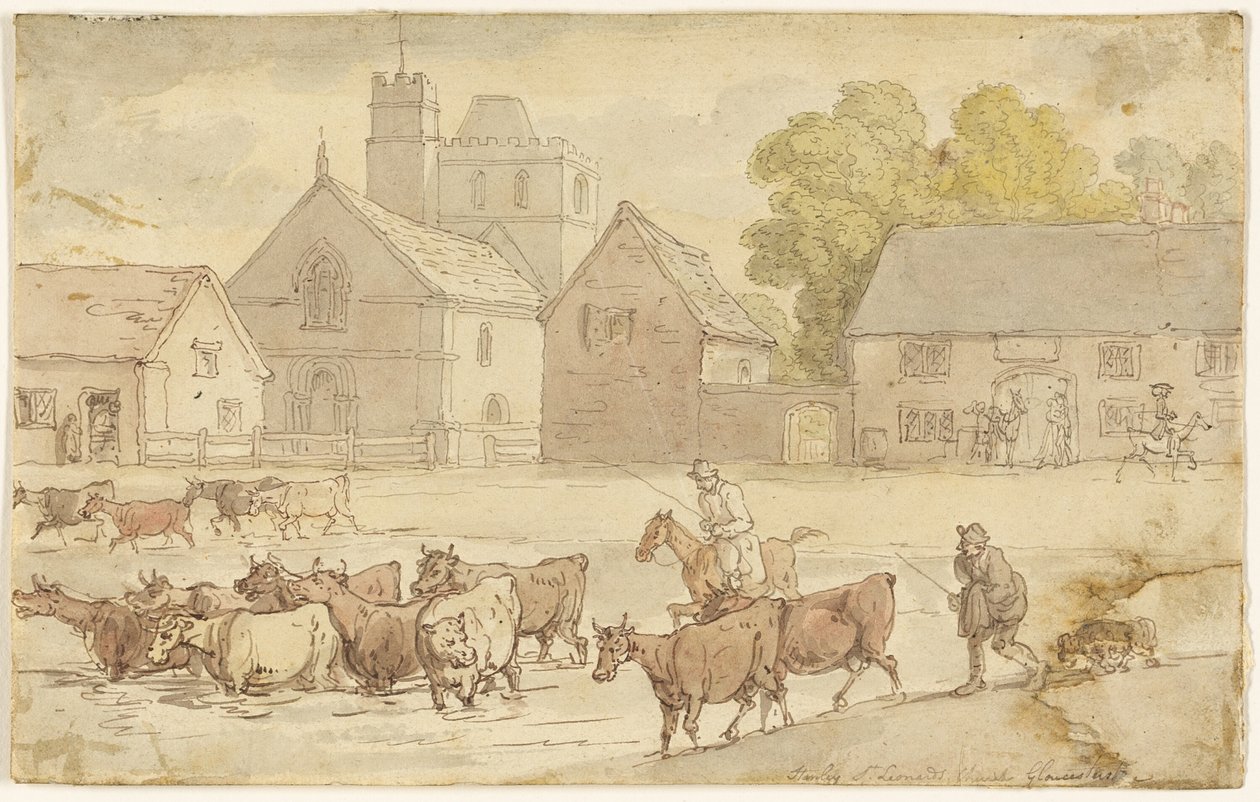 Stanley St. Leonard Church, Gloucestershire autorstwa Thomas Rowlandson