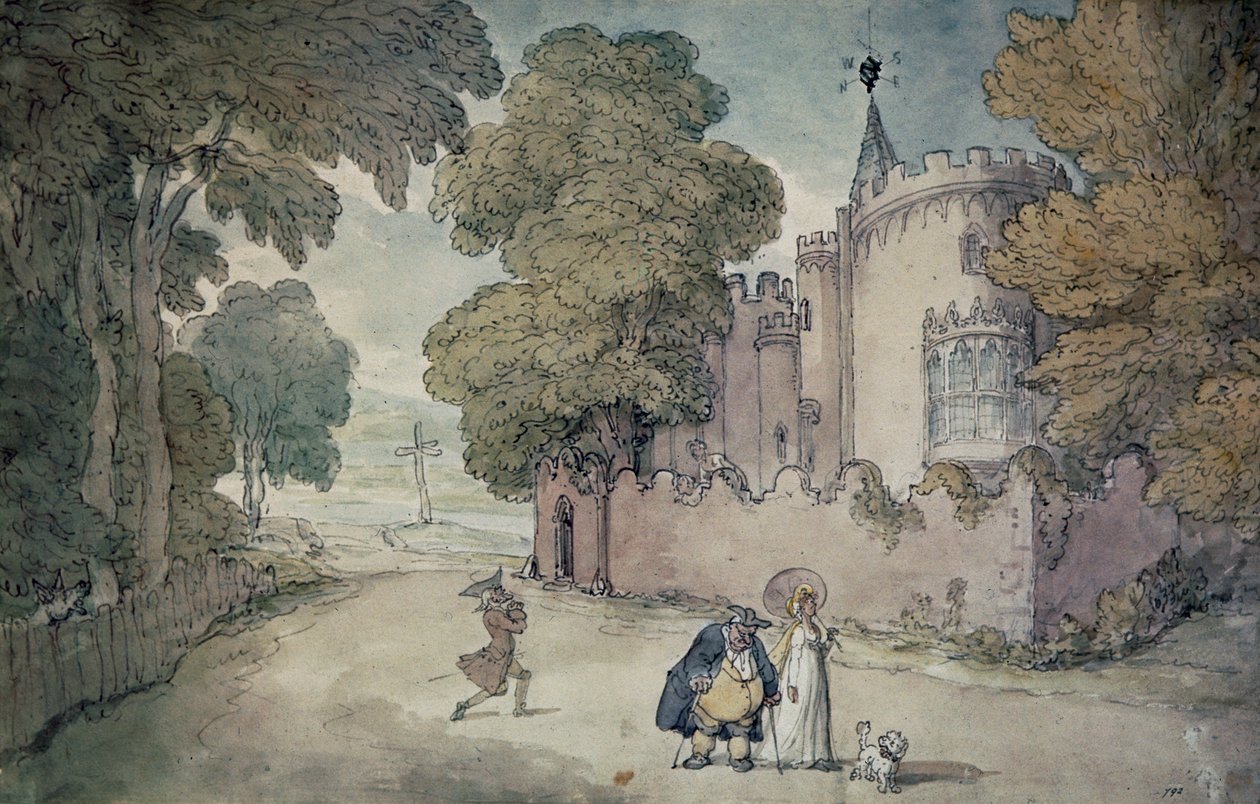 Strawberry Hill (akwatinta ręcznie kolorowana) autorstwa Thomas Rowlandson