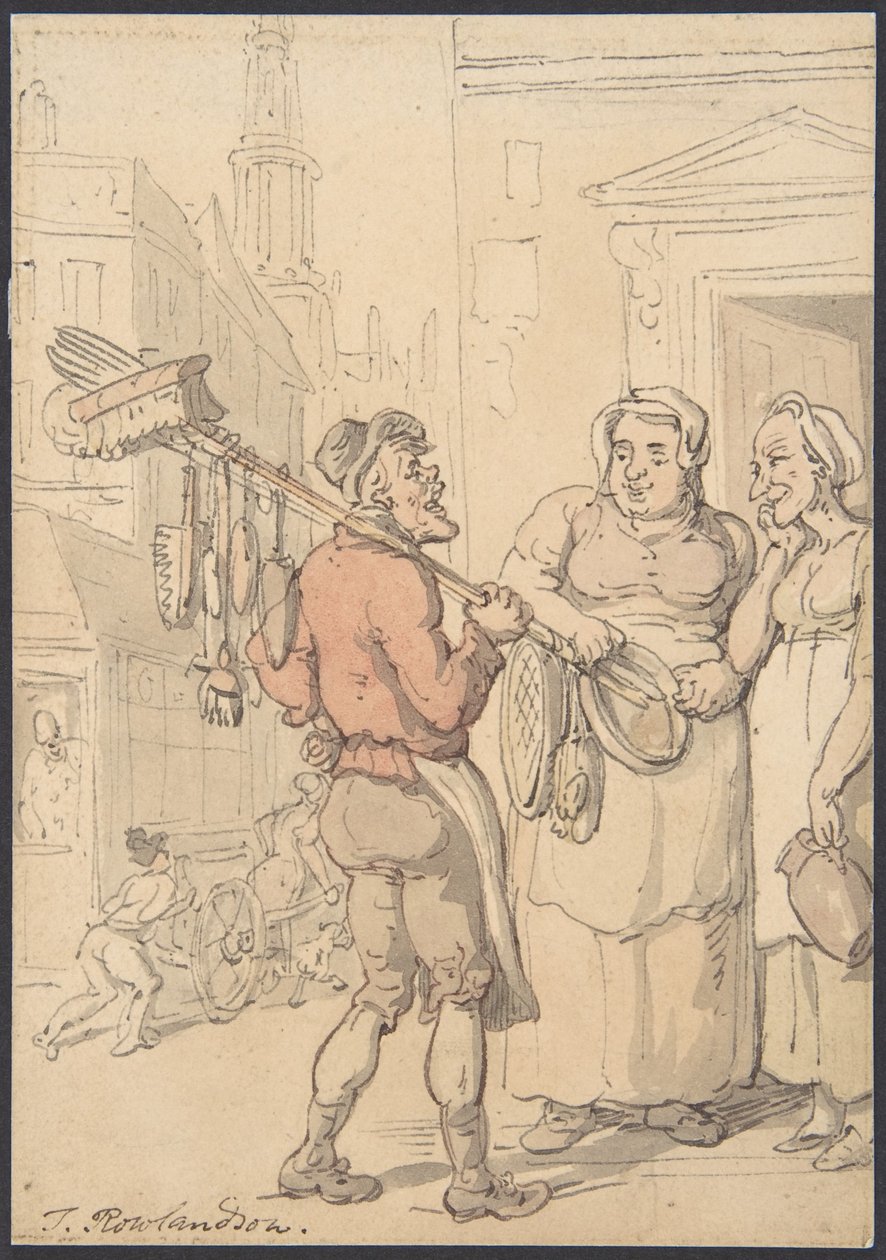Scena uliczna: sprzedawca pędzli autorstwa Thomas Rowlandson