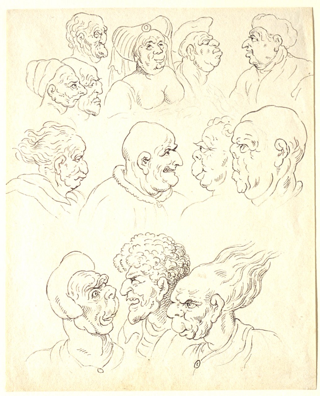 Studia groteskowych głów autorstwa Thomas Rowlandson