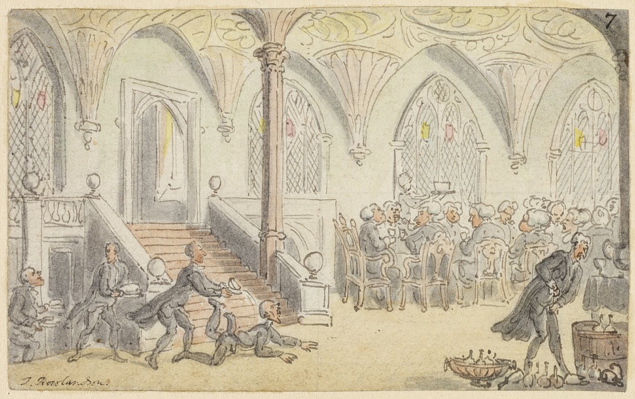 Studiuj dla dr Syntax Entertained w College autorstwa Thomas Rowlandson